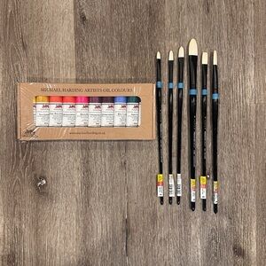 Michael Harding Oil Color, Brick Lane Set, 40ml Tubes with Paintbrushes NEW
